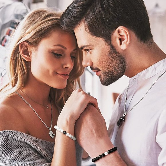 New 8 Pieces Couples Necklace Bracelet Matching Bracelets Set for Women Men, Her - Picture 2 of 7